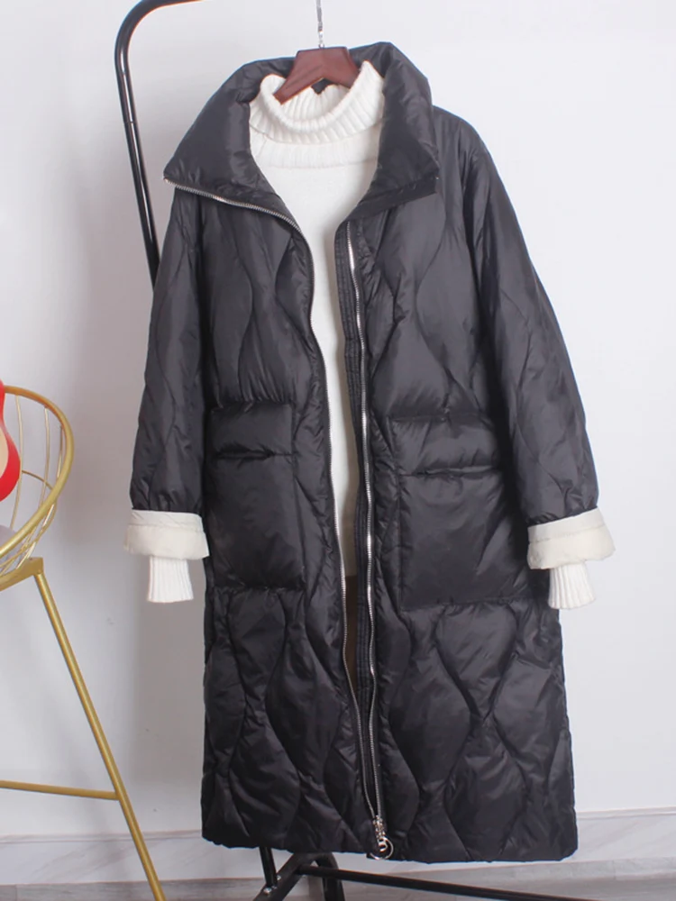 Imagem -04 - Sedutmo-jaqueta Puffer de Pato Longo para Mulheres Cabolsa Grande Cabolsa Grosso Quente Bolso Fino Casual Moda Outono e Inverno Ed1418