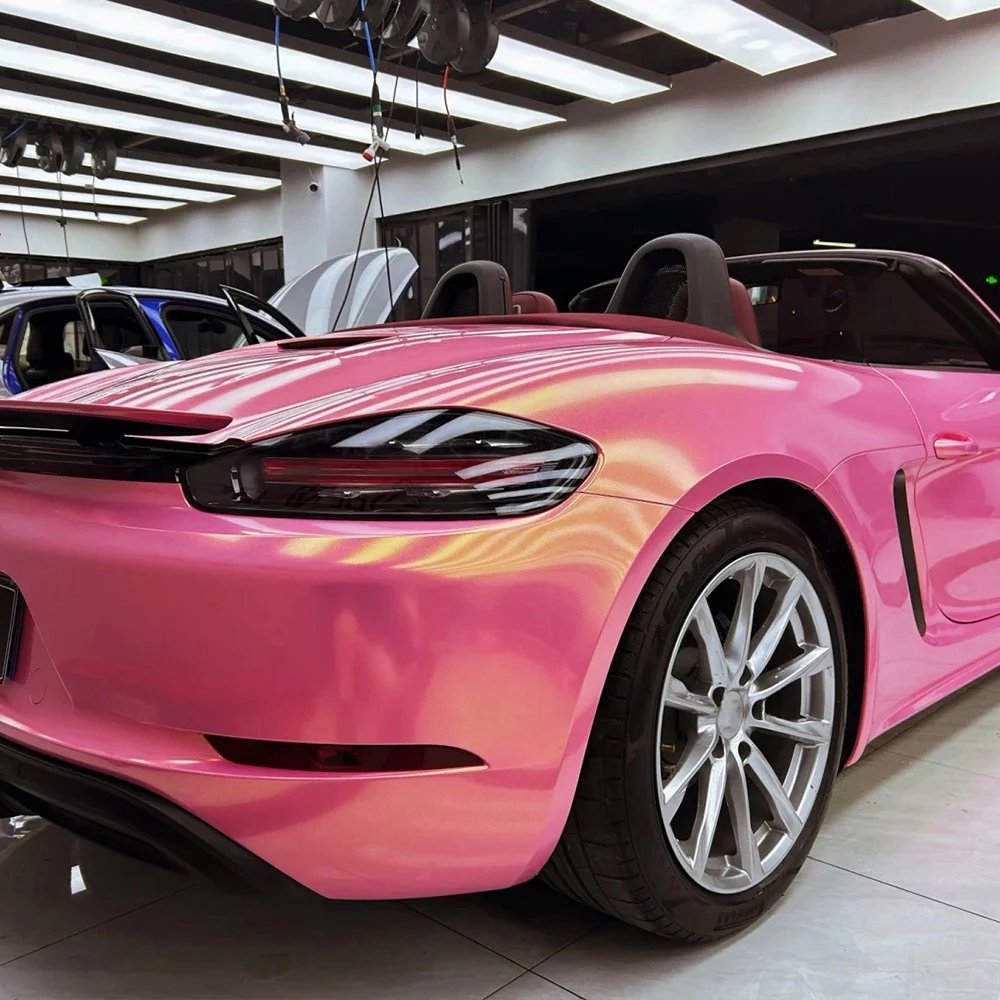 Adesivo de carro envoltório filme diamante ouro rosa mudança de cor automática filme de vinil pvc adesivo pet bolha livre embrulho acessórios do carro