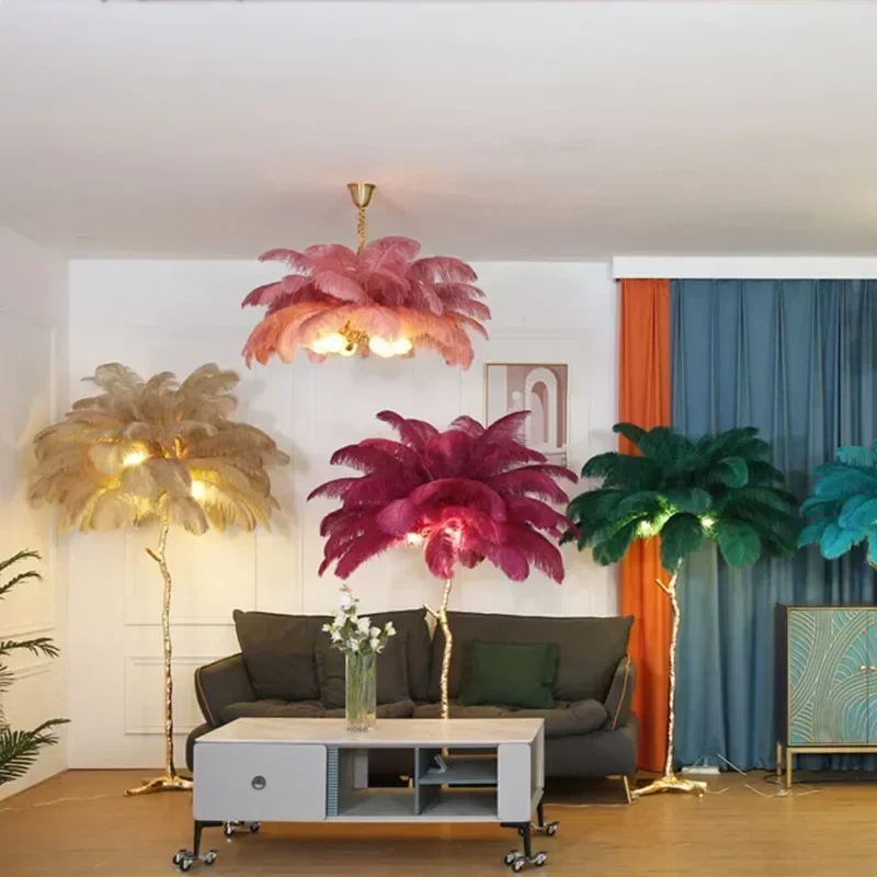 Latest White Feather Led Floor Lamps Living Room Feather Lamps For Bedrooms Foot Switch Sofa Room Decor Standing Lamp