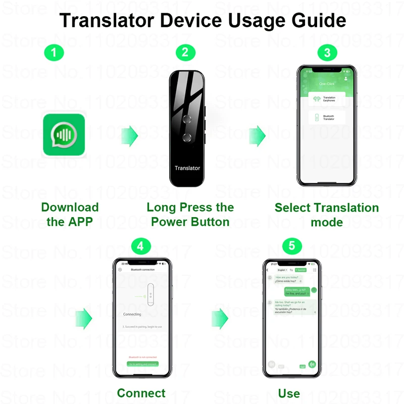 2024 Smart Instant Language Translation Machine Real time Portable Voice Translator Device  Artificial Intelligence Bluetooth G6