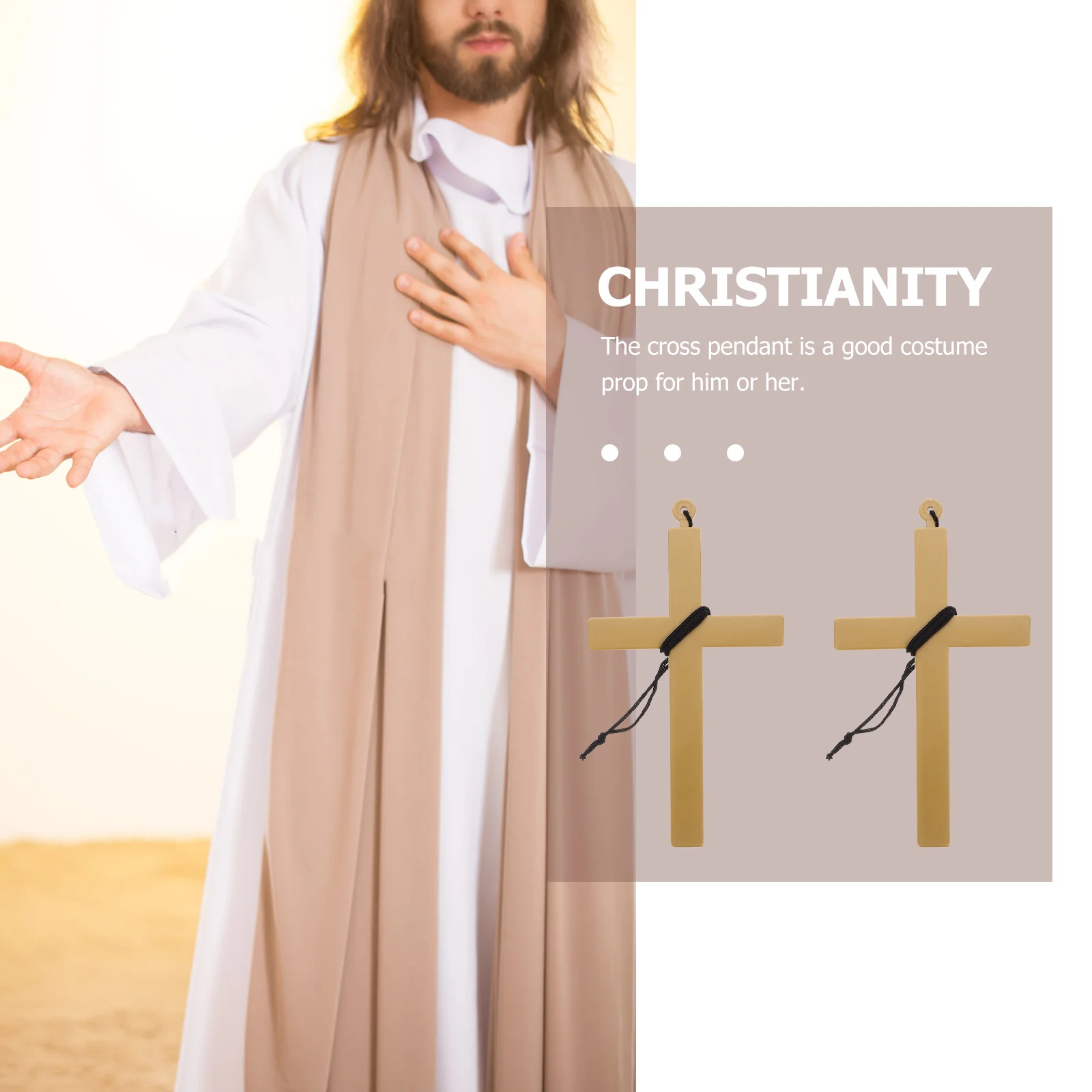 

2Pcs Cross Pendant Big Priest Nun Costume Accessory Halloween Party Prop Crucifix Pendant Nun Costume Accessory
