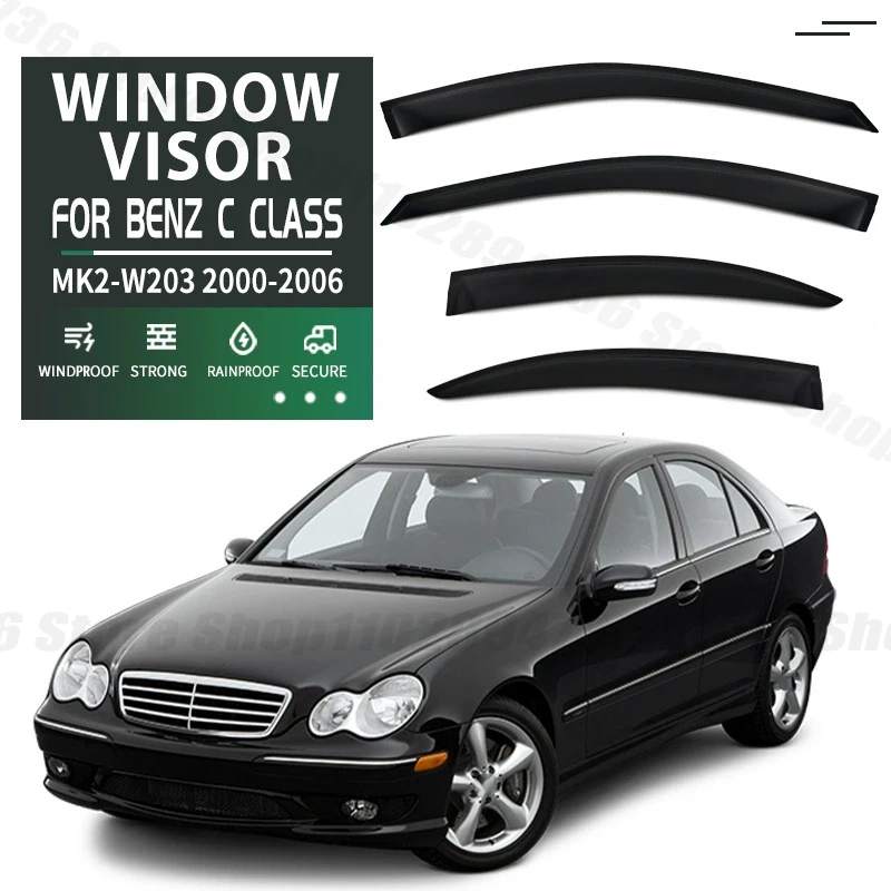 Window Visors For Mercedes-Benz C-Class MK2-W203 Side Window Rain Guard Wind Deflector Weathershield Vent Visor for Car Windows