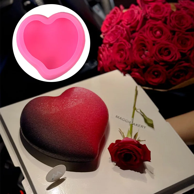

DIY Heart shaped Love Mousse Cake Silicone Mold Valentine's Day Pointed Twist Heart French Pastry Baking Mold