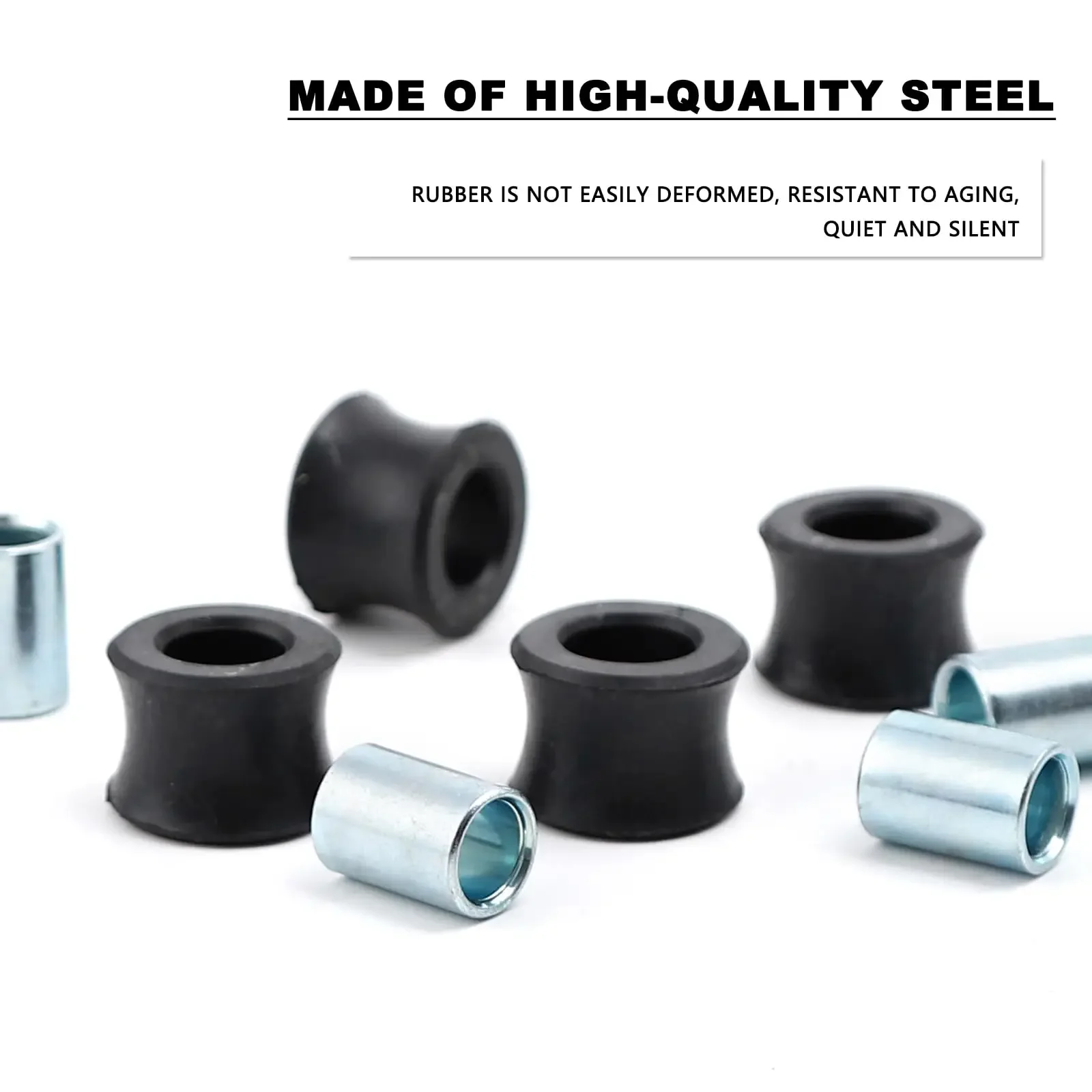 

4Pcs 10MM Rear Shock Absorbing Suspension Bushing Set in Rubber Material Compatible with Most Motorcycles Scooter ATV UTV Kart