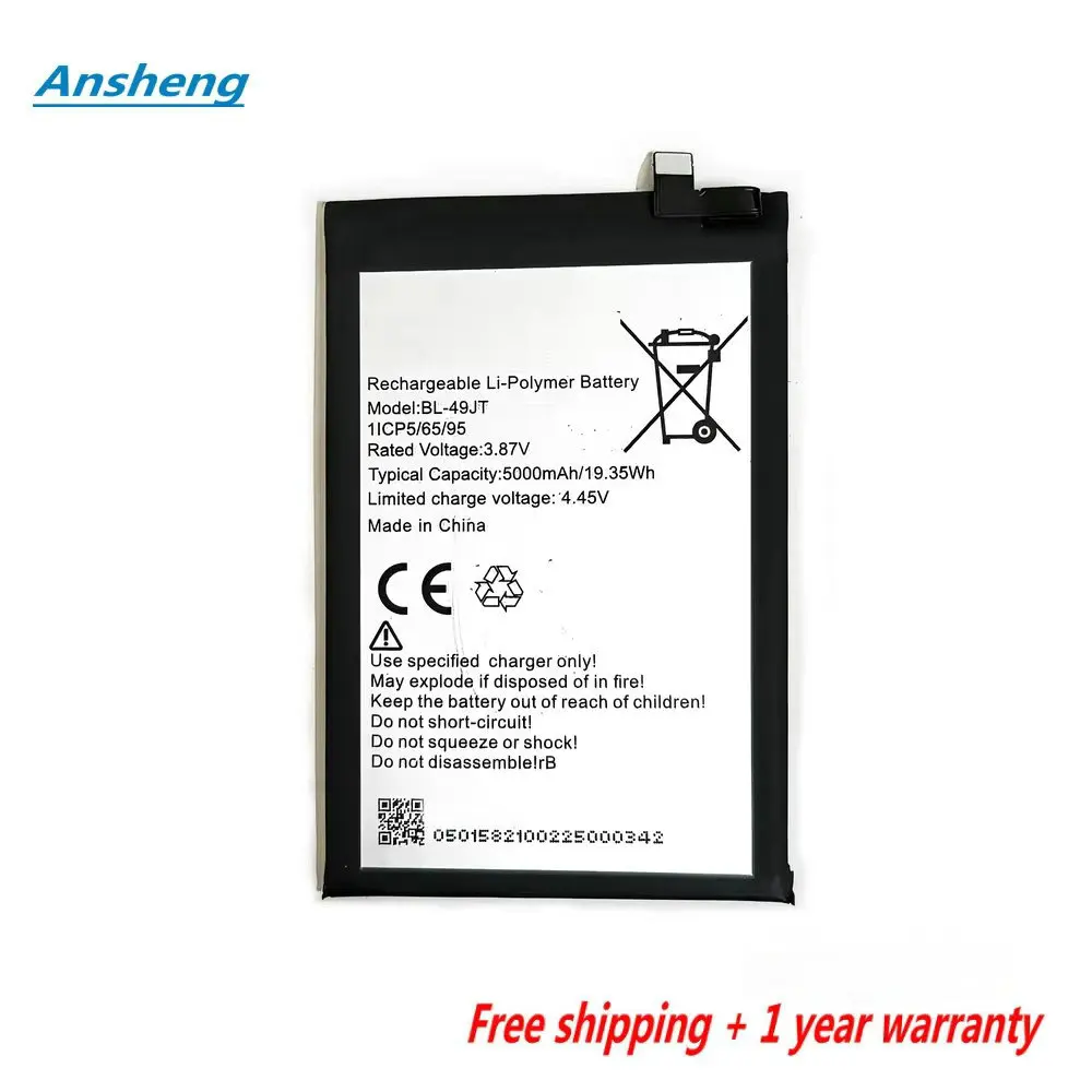 

3.85V 5000mAh BL-49JT Battery For Tecno Camon 17Pro, CG8 Camon 18P CH7, Spark 8 Pro Cellphone