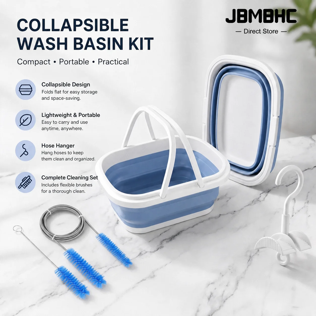 CPAP Cleaning Kit Collapsible Cpap Wash tub With brush and CPAP Hanger for Hose & Mask Cleaning and dry cleaner Kit