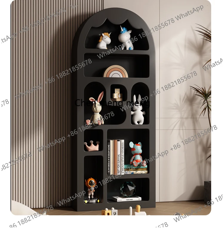 Simple modern living room white arched storage display cream style display decorative floor bookcase