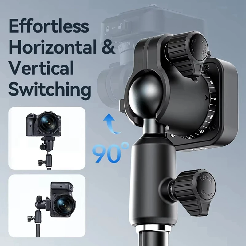 -MEOF Ulanzi TH02 Testa a sfera Uka con 360 °   Panoramica, sgancio rapido, commutazione orizzontale a verticale per fotocamere DSLR