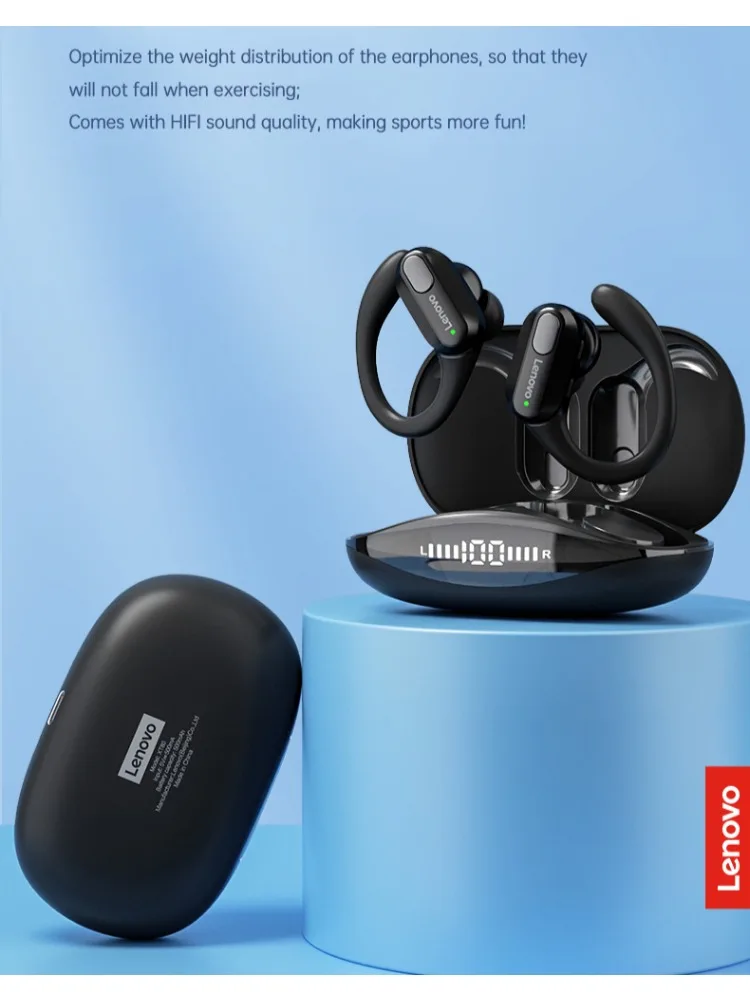 5 sztuk Lenovo XT80 słuchawki Bluetooth prawdziwe słuchawki bezprzewodowe z przyciskiem mikrofonu sterowanie redukcja szumów zaczepy na uszy wodoodporny zestaw słuchawkowy — zdjęcie produktu 7