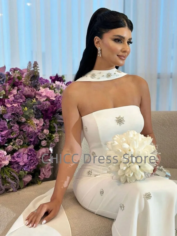 Abiti da sera eleganti Abiti da ballo senza spalline senza maniche Sirena con perline per occasioni speciali Abiti personalizzati