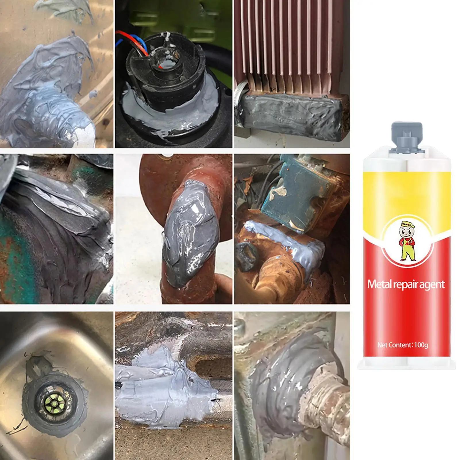 100g Metal Repair Glue All-Purpose Casting Glue Bonding Adhesive High Temperature Resistant Sealants 82-95Mpa AB Glue