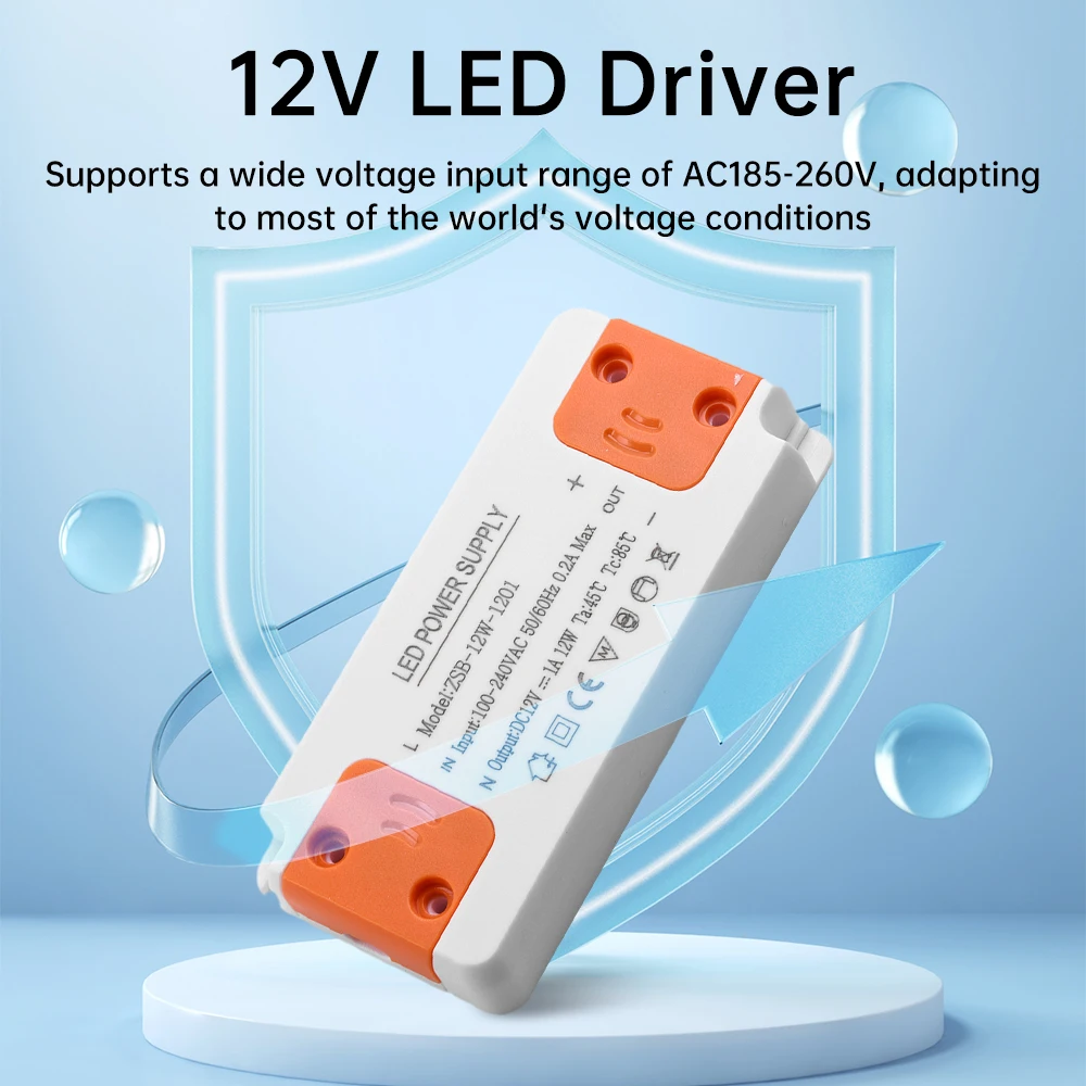 

DC 12V LED Driver Thin Constant Voltage Drive Power Input Voltage AC185-260V Power 12W/18W/24W/36W Power Control Board