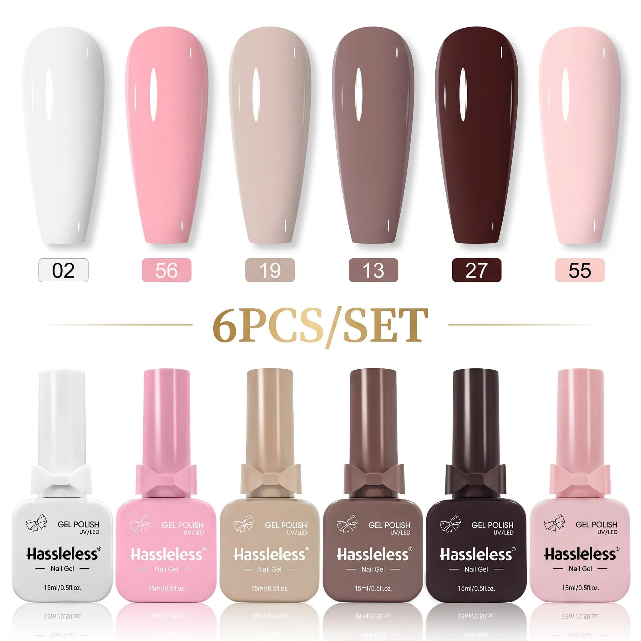 Unkompliziertes 6-teiliges Nagellack-Set, 15-ml-Großflaschen, abnehmbar, bietet gleichmäßige und vollständige Farbabdeckung, langanhaltende Farbfixierung, die sich nicht leicht ablöst, Salonqualität, geeignet für Anfänger und Profis. – Detail 5