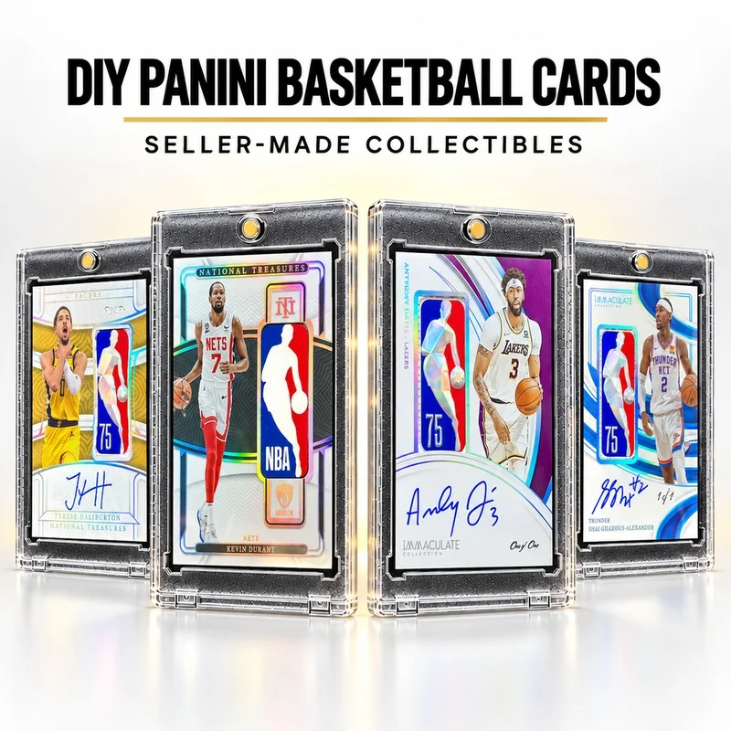 DIY Homemade NBA Player Basketball Cards Haliburton Kevin Durant Anthony Davis SGA IMM Logoman and Flawless Series Panini