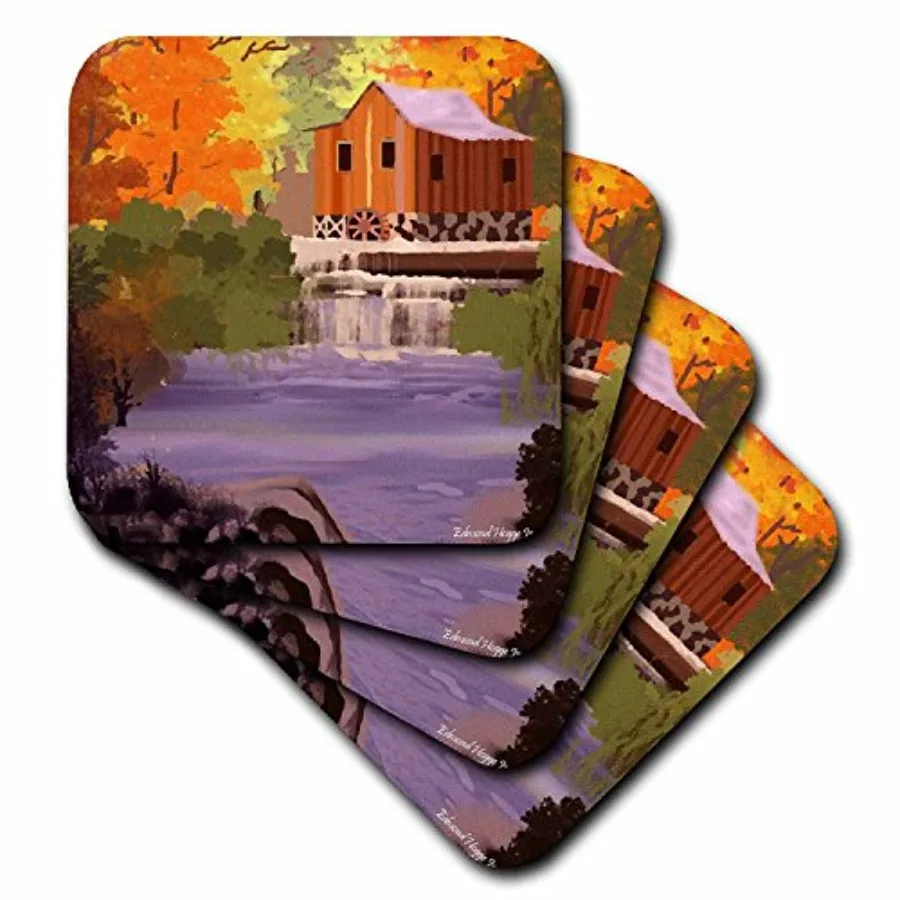 

CST_18705_4 Набор из 8 керамических подставок для чашек с изображением осенней листвы Новой Англии