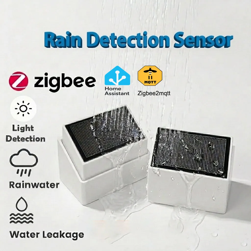 Zigbee Rain Detection Sensor With Brightness Light Detection Rain Drop Detector For Home Assistant/Zigbee2MQTT Automation