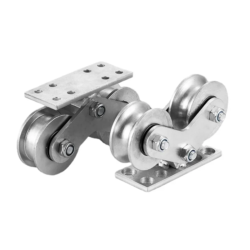 1PC 45 # steel gate pulley, aluminum gate sliding door, heavy bearing fixed pulley double wheel V/U-shaped channel steel pulley