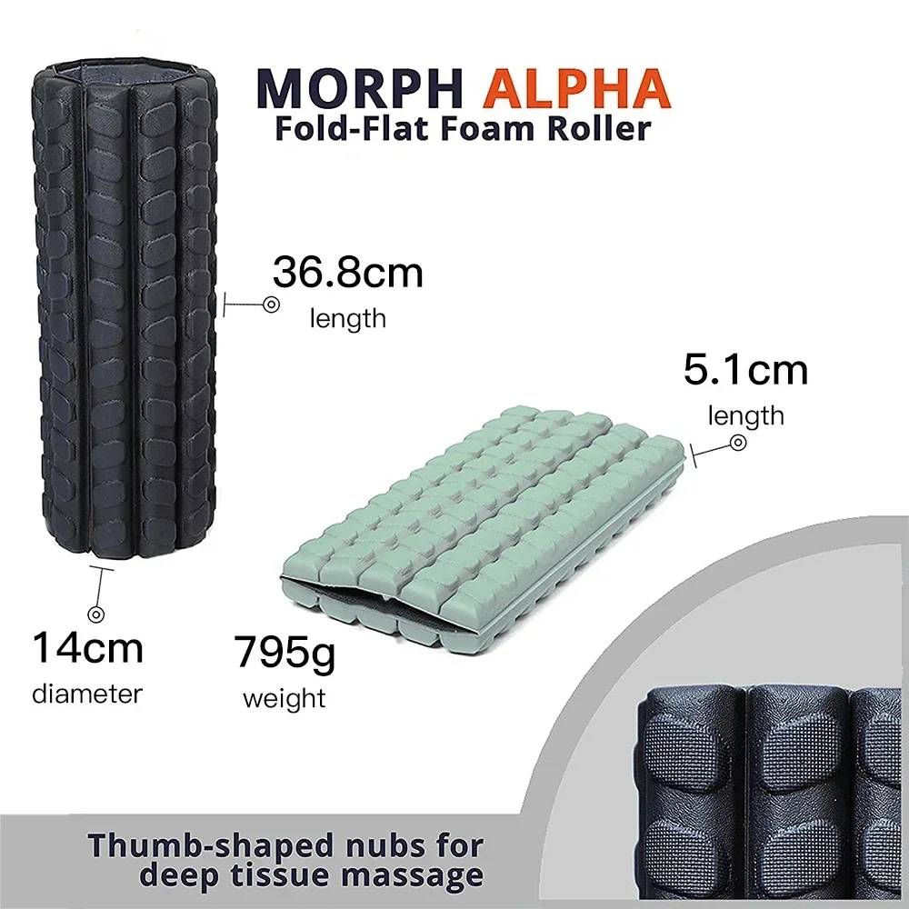 Morph-折りたたみ式トラベルポータブルフォームローラー、ディープレッグマッサージ、背中の痛みの緩和、運動の筋肉回復、小、筋回復