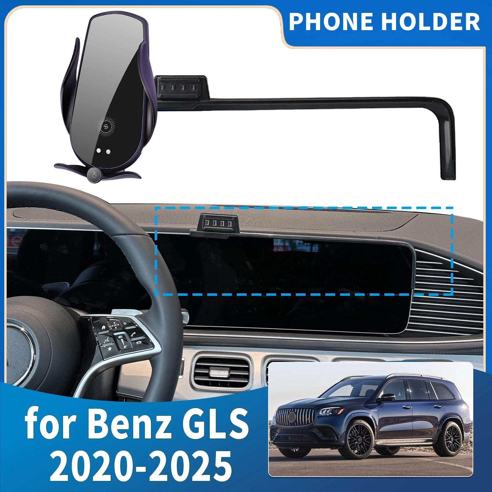 

fit for Mercedes-Benz GLS 2020 2021 2022 2023 2024 2025 X167 Integrated Screen Mount Phone Holder Mount Car accessoires