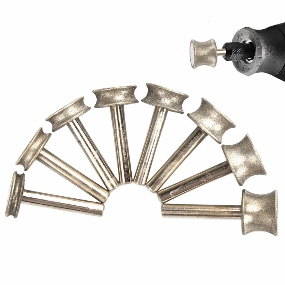 

Алмазный шлифовальный круг вогнутой формы, размер 2-8 мм, диаметр хвостовика 3 мм, вращающийся шлифовальный инструмент, полировальный круг, керамическая заточка