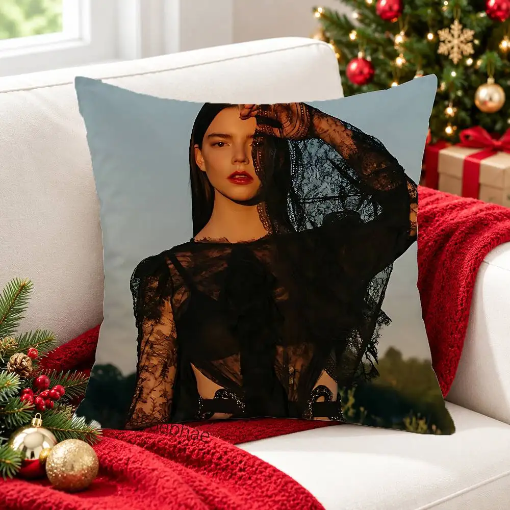 FOR Anya Taylor Joy 45x45cm Square Cushion Cover Cartoon Print Decorative Throw Pillow Case for Couch Bed Car Home Decor 5