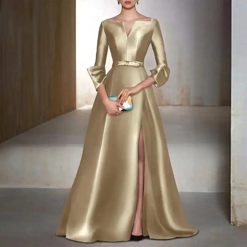 

Elegant Slit Green Long Bespoke Occasion Gown Evening Dresses Prom Pastrol Unisex Jersey Retro Dubai Saudi Arabic Customized