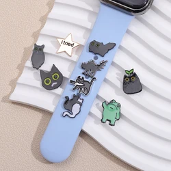 Cartoon Animal Charms for Apple Watch Froggy Black Cat Decorative Stud Charm Jewelry for Iwatch Silicone Strap Watchband Charm