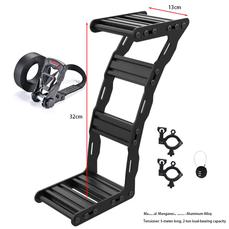 Off-Road Vehicle Tailgate Spare Tire Ladder Aerial Shovel Support Modification Climbing Decoration for Vehicle