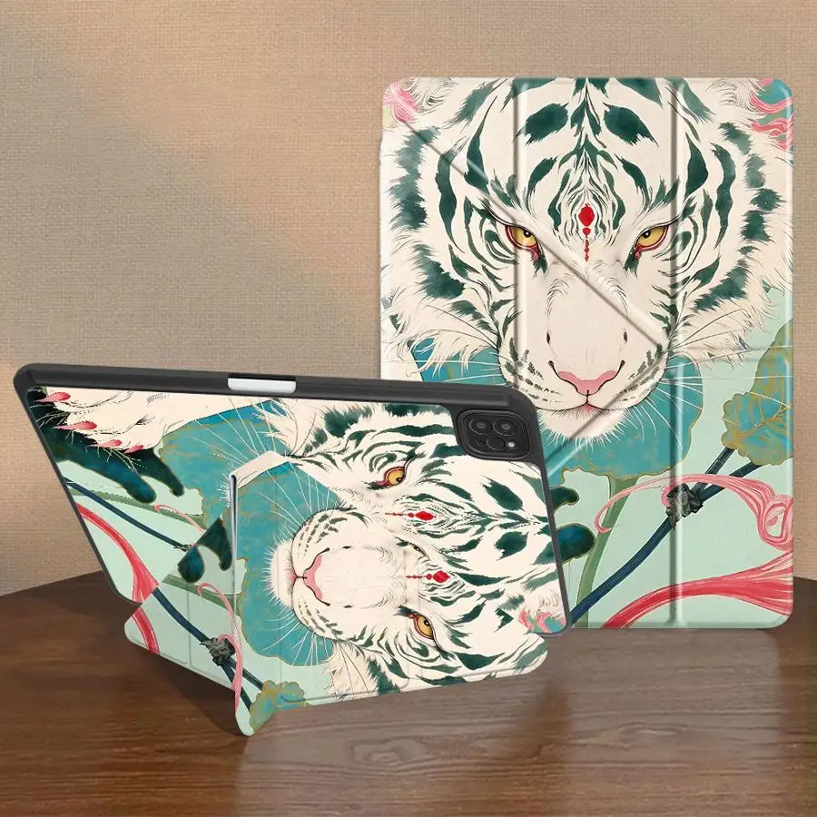 Cool Tiger Holder Cover Tablet Case For iPad Air 4 5 M3 M2 M4 11inch Pro 11th 10th 9th 8th 7th 12.9inch Mini 6 7 Pro 2025