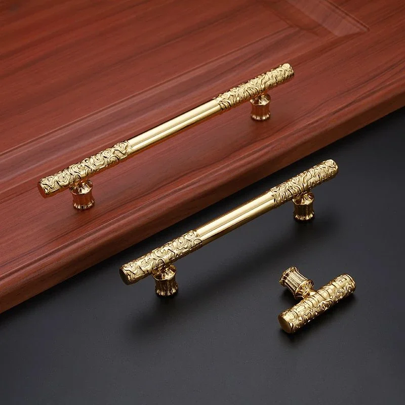 Light Luxury Shiny Gold Cabinet Handle Modern Simple Nordic Wardrobe Door Handle High-end Drawer European Cabinet Single Hole