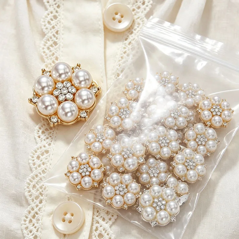 1-10pcs Faux Pearl Rhinestone Shirt Button Cover Cufflinks Button Pins for Ladies Clothing Sleeve Buttons Accessories