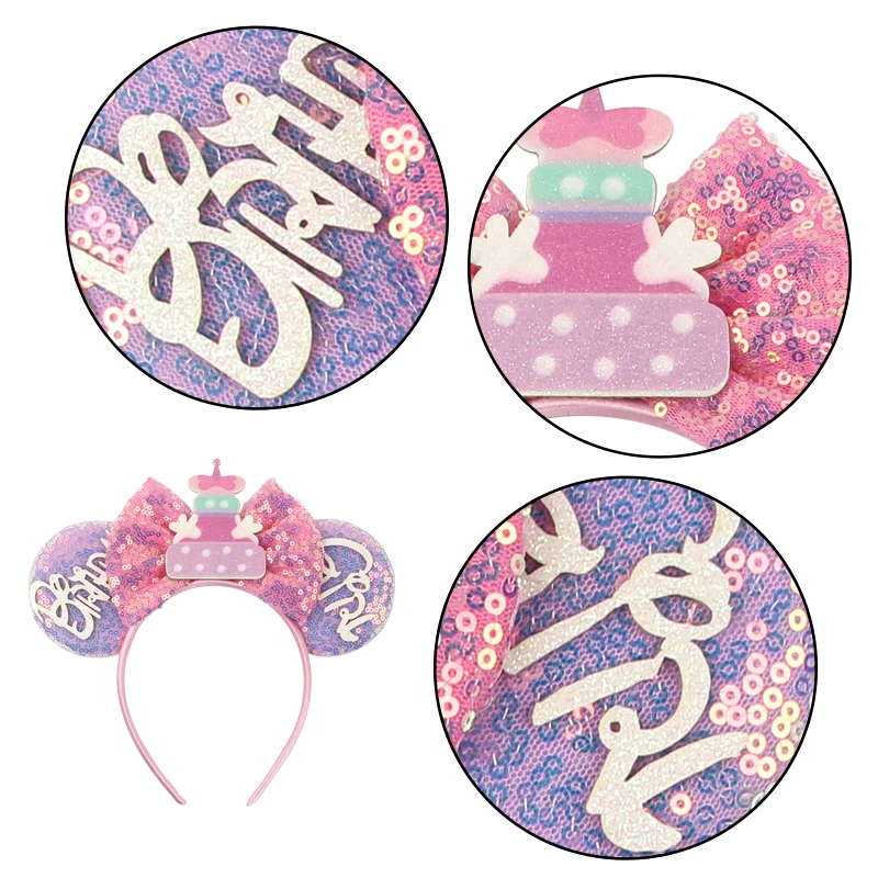 New Disney Mouse Ears Headband For Girls Adults 5\'\' Sequin Bow Hairband Kids Festival Party Travel DIY Cartoon Hair Accessories