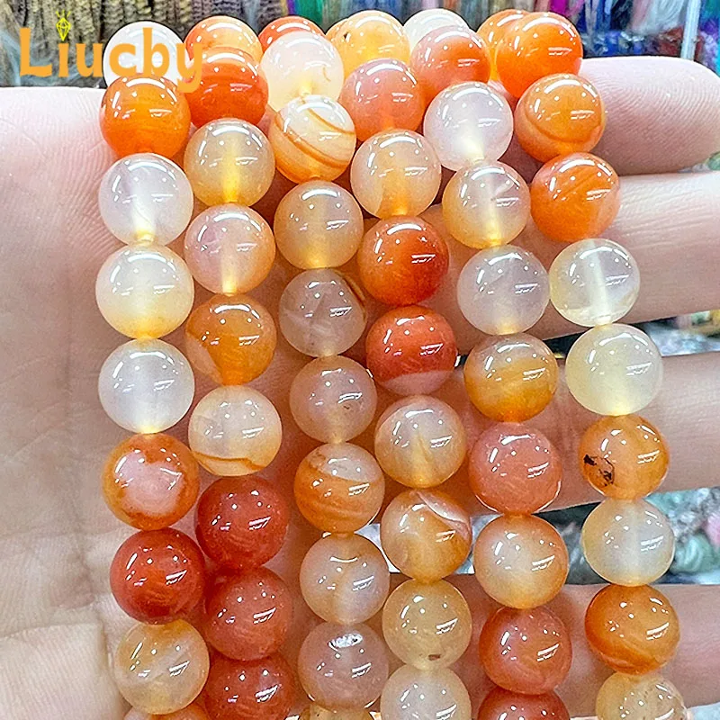 Natural Stone Orange Red Carnelian Agates Round Beads For Jewelry Making DIY Charm Bracelet Earrings15\