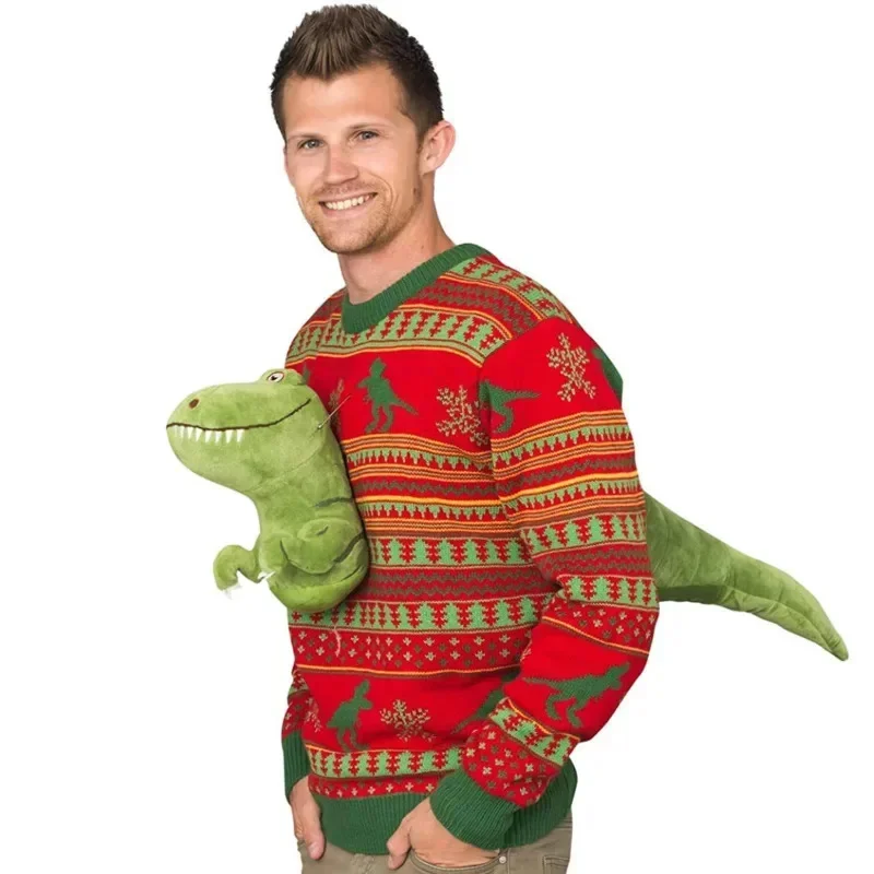 3D Animal New In Ugly Christmas Sweater Men And Women Fashion High Street Retro Long Sleeve Couple Pullover Knitwear Funny Tops