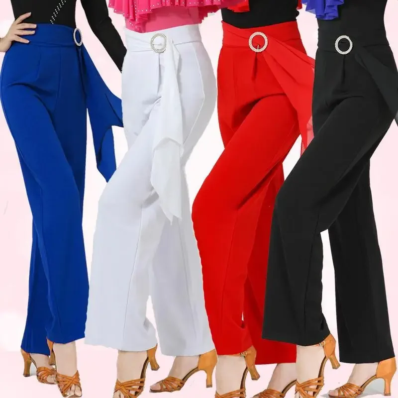 igh-Waisted Latin Dance Slimming Versatile Straight-Leg Dance Pants 2024 New Cross-Border Style Women's Clothing Bell Bottoms