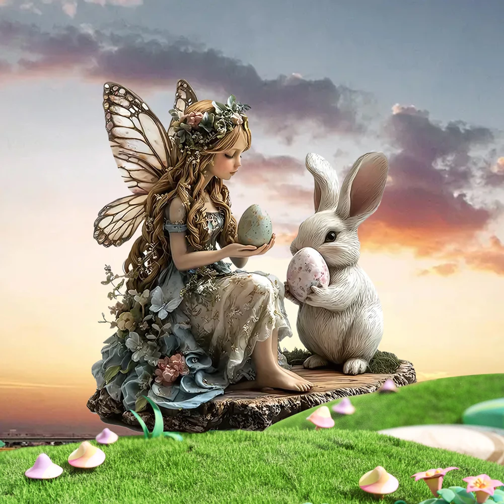 Easter Bunny Garden Stake Acrylic Easter Yard Sign Easter Rabbit Garden Signs Easter Lawn Stakes Easter Decoration for Outdoors