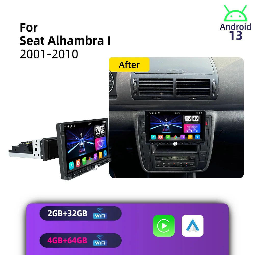 Car Multimedia for Seat Alhambra I 2001-2010 Android 1Din Car Stereo Autoradio Radio Head Unit 9