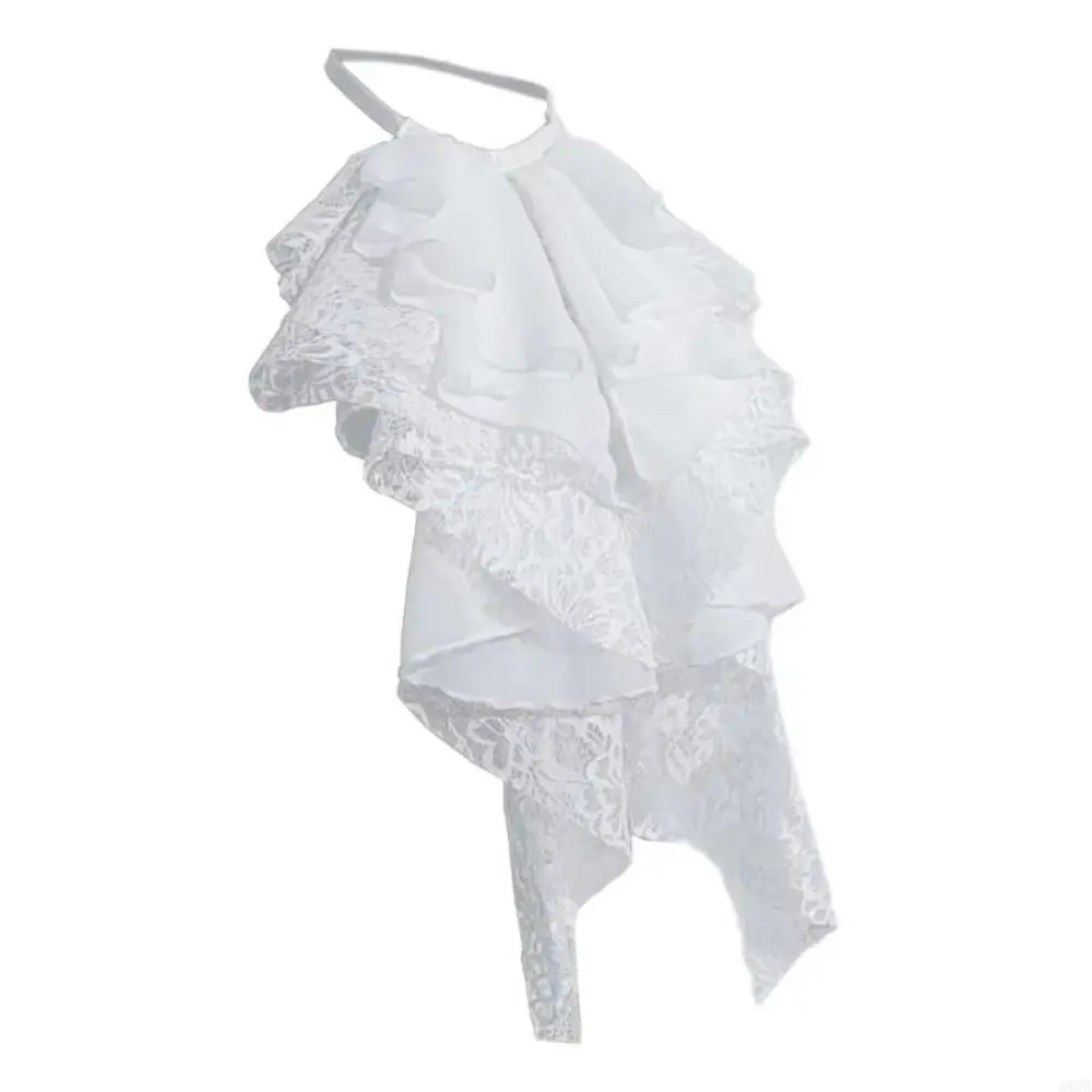 Detachable Layered Lace False Collar Elegant Adjustable Decorative Lace Neckline Retro French Style Ruffled Design Collar Female