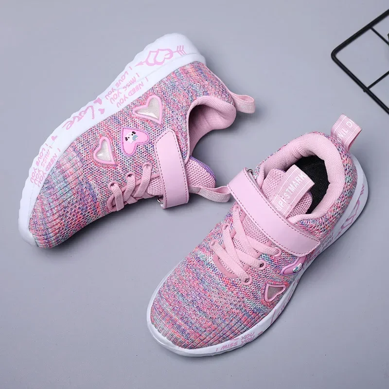 Children Girls Sneakers SPRING FLATS Shoes Tennis FOR Little Kids Summer Breathable Mesh Sport and Running Pink Shoes Purple