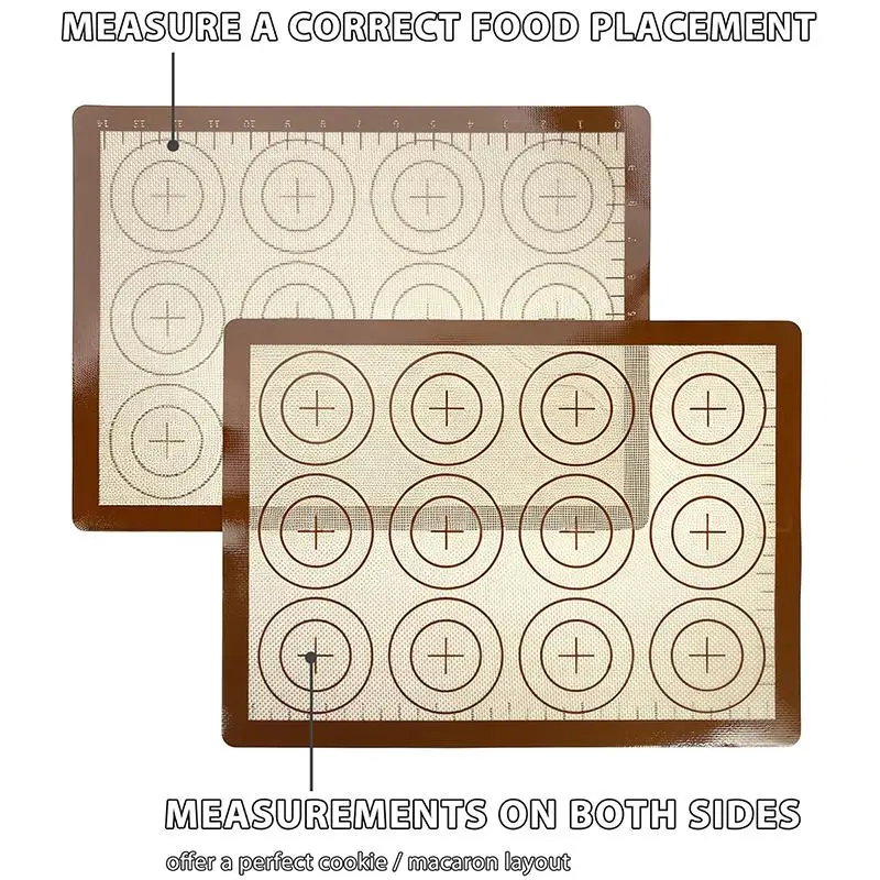 ~1PCS Silicone Baking Mat For Oven, Reusable Non-Stick Heat Resistant Bakeware Sheets With Measurements, For Cookie Pastry