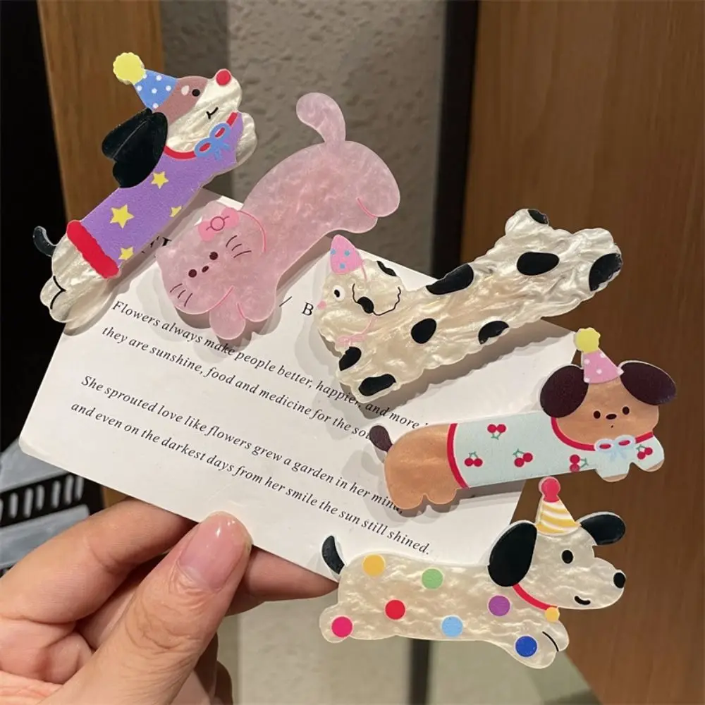 5 Piezas de Pinzas para el Cabello de Acrílico con Diseño de Gato, Multicolores, Simples, Tipo Pico de Pato, Accesorios para el Cabello Y2K