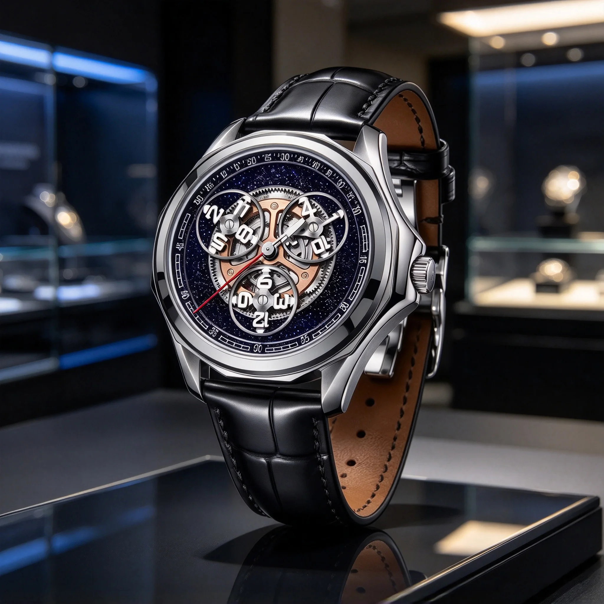 OBLVLO 41MM Men's Automatic Mechanical Watch Fashion Luminous 50M Waterproof Sapphire Rotatable Dial Starwheel Wristwatch