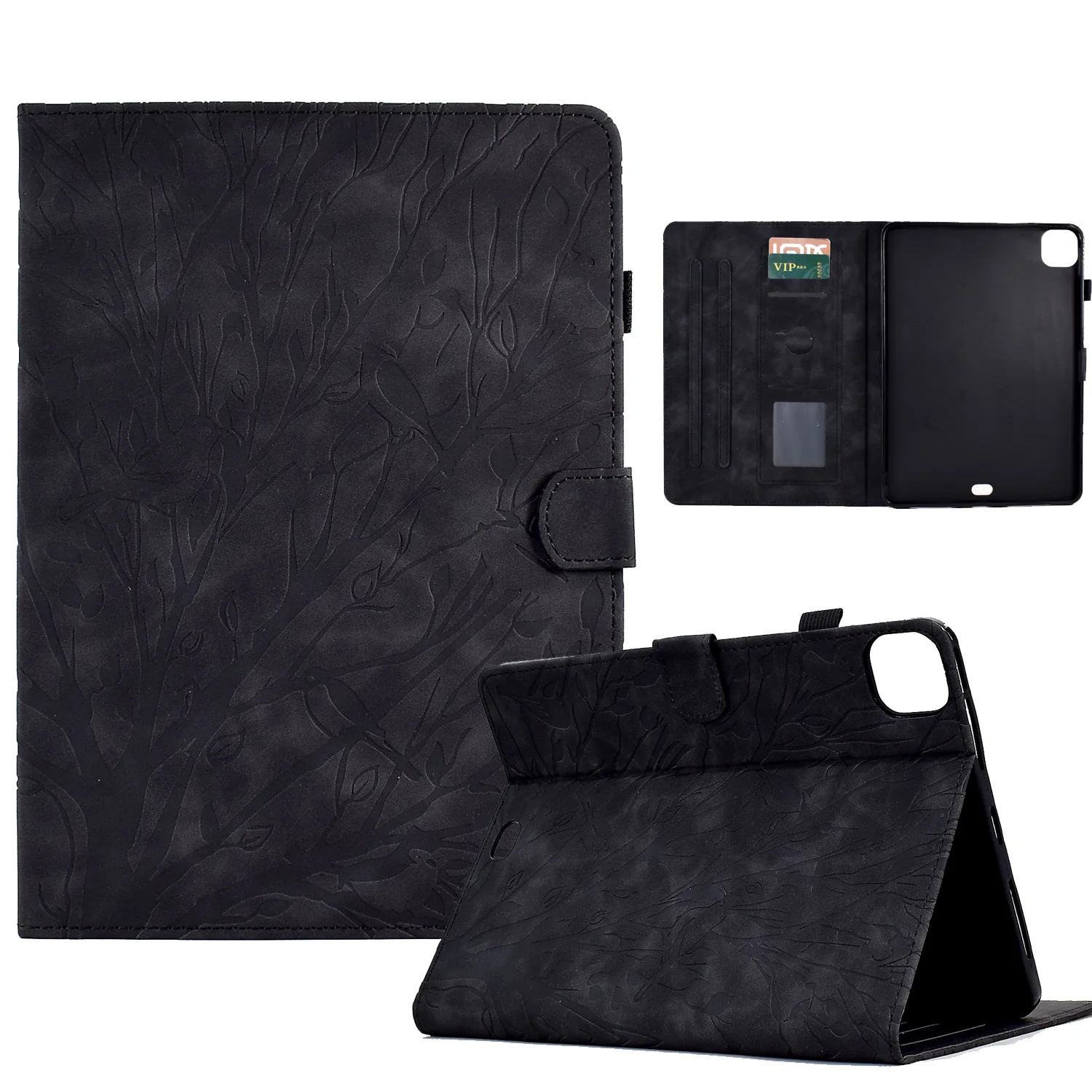 Juste de protection en cuir à rabat pour Apple iPad Pro 11, 2024 ", arbre de richesse, gaufrage, fente pour carte, portefeuille antichoc, tablette, 11.0