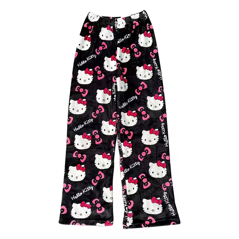 2024 New Sanrio Hello Kitty Summer Athletic Shorts Pants Kawaii Y2K Flannel Ladies Pajama Pants Women Home Pajama Pant Girl Gift