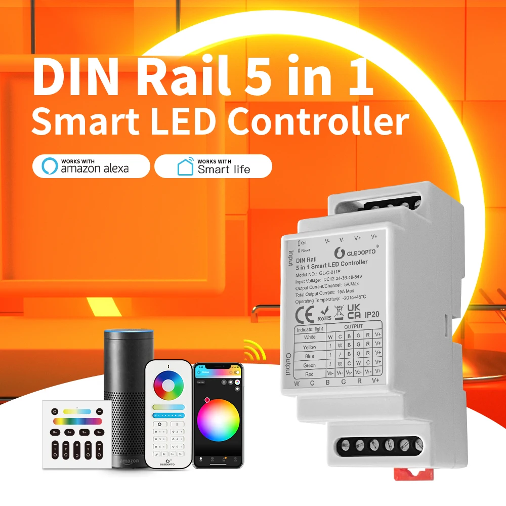 Imagem -02 - Smart Din Rail Controller Zigbee 3.0 em Alexa Tuya App Controle de Voz Rgbcct Rgbw Rgb Cct Dimmer Faixa de Led