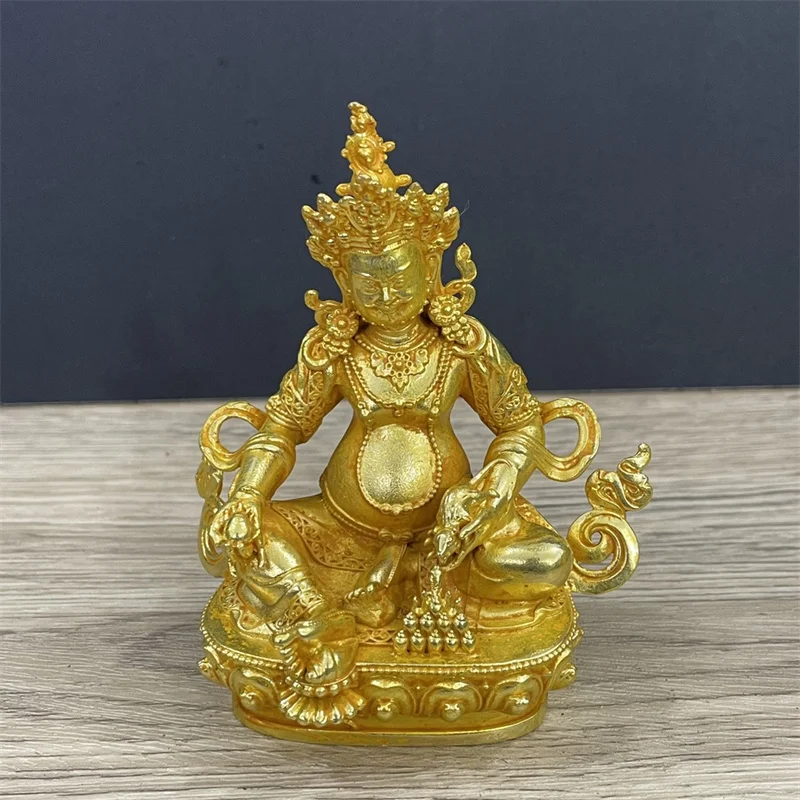 

Brass Tibetan Buddhist Gilded Gold God of Wealth Buddha Statue Living Room Home Garden Decoration Statue Sculpture Desktop Craft