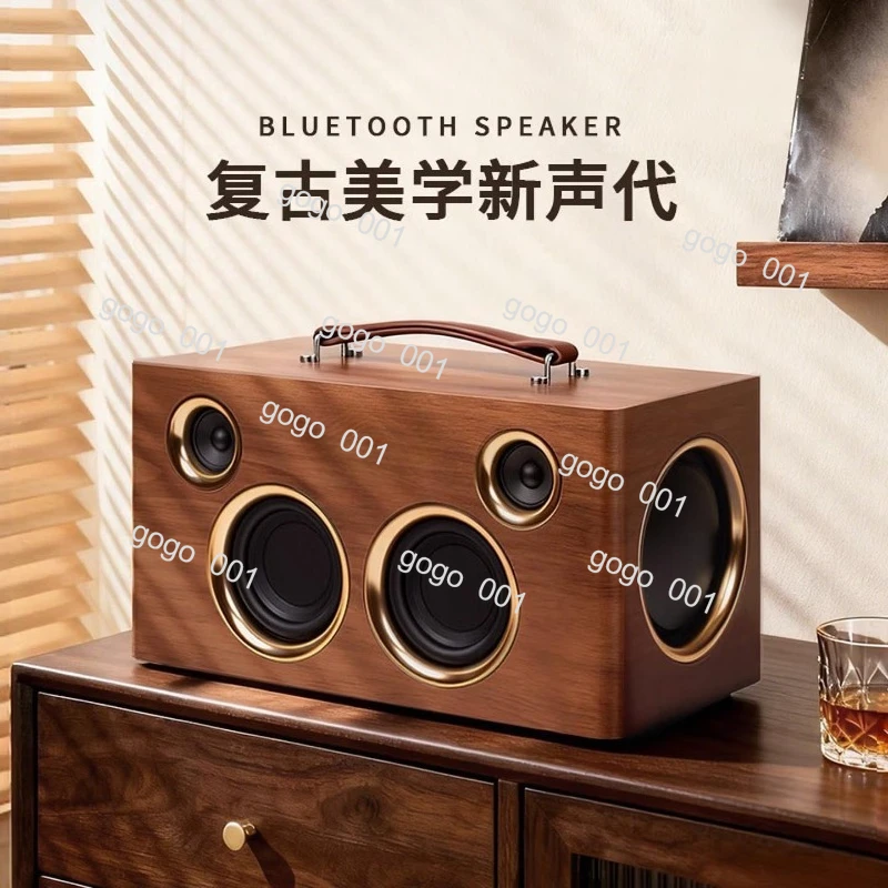 Bluetooth speaker with high volume, solid wood computer audio, retro melody, rose 08 desktop HiFi subwoofer