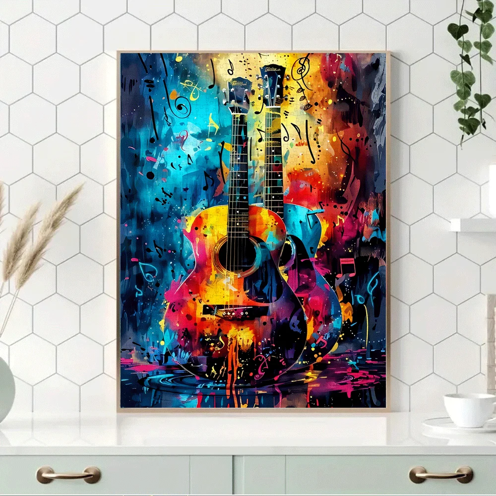 Puzzle dla dorosłych i rodzin z motywem muzycznym - 1000 elementów, grafika z gitarą i nutami muzycznymi w żywych kolorach, wymagające łamigłówka.