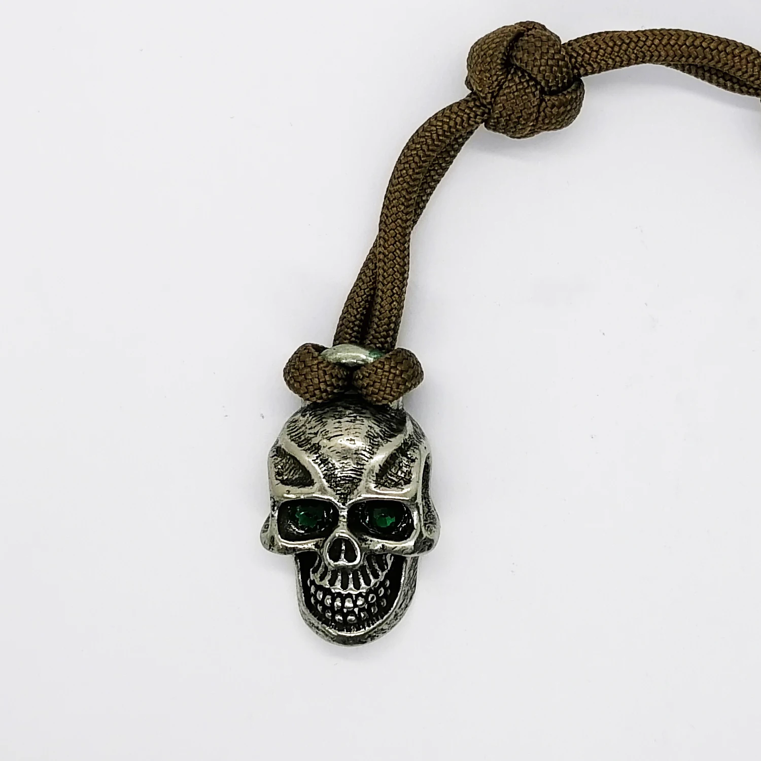 1 Piece White Copper Paktong Skull Beads Flashlight Knife Pendant