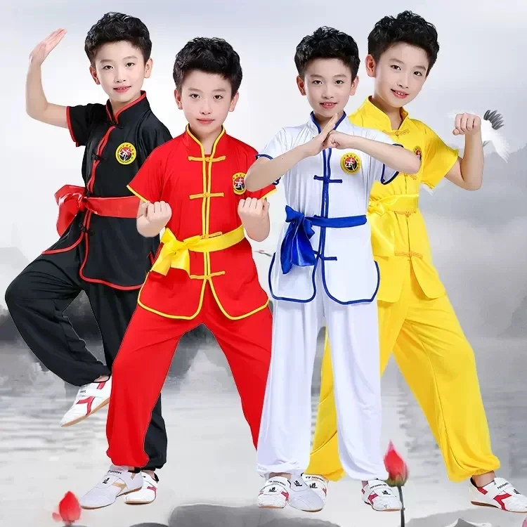 Traditionele Chinese Kleding Kids Kungfu Wushu niform Shaolin Martial Arts Podium Performance Meisje Jongen Kungfu Kostuums